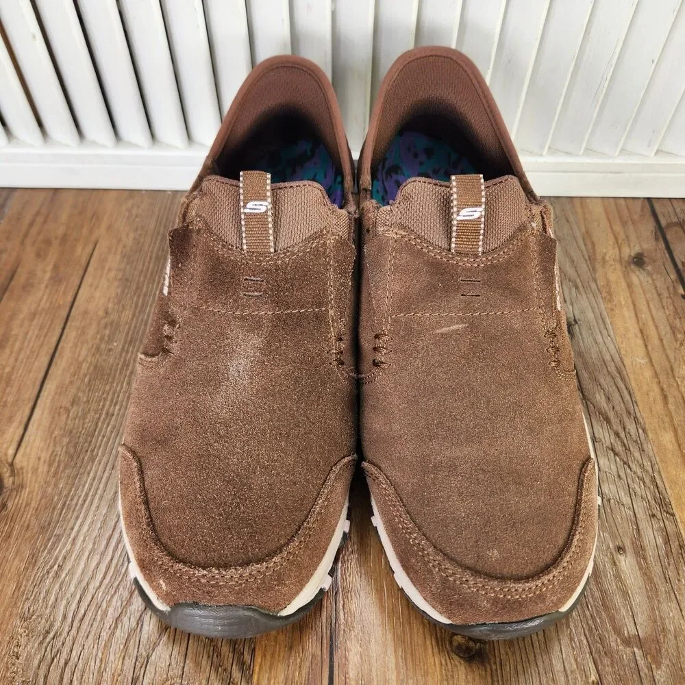 Skechers Slip-Ins Hillcrest Cedar Root Mens Sz 7.5 Brown Hands Free Trail Shoes